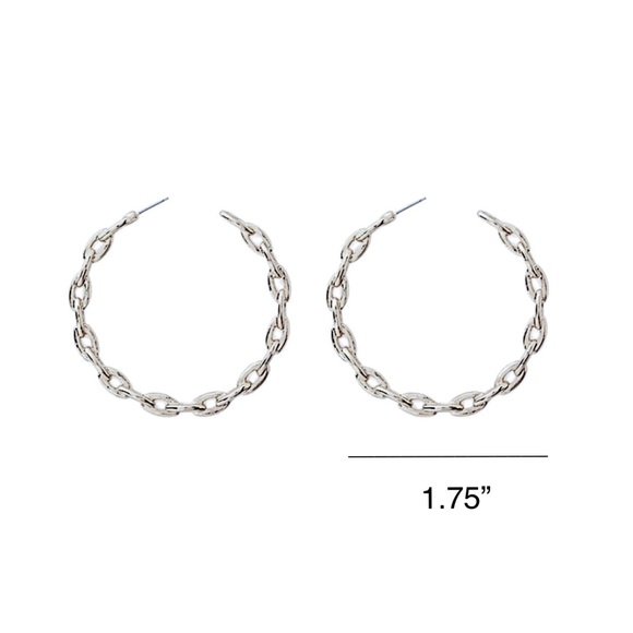 2/$20!  Silver Chainlink Hoop Earrings - Picture 5 of 7